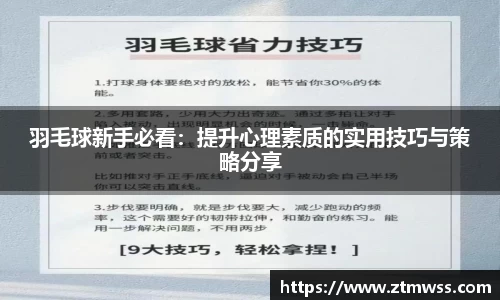 羽毛球新手必看：提升心理素质的实用技巧与策略分享